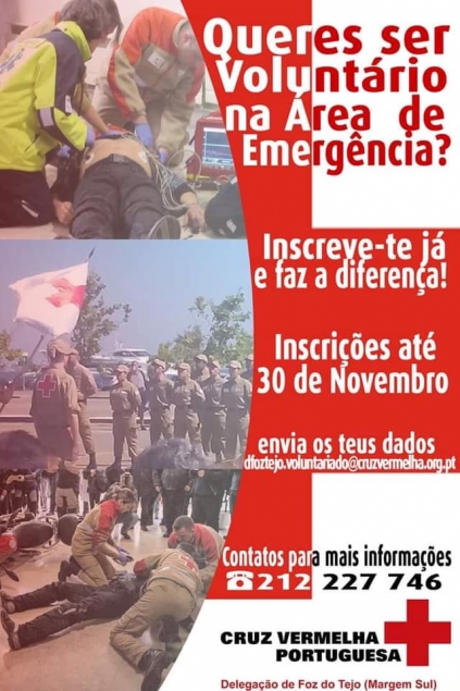 QUERES SER VOLUNTÁRIO DA TUA DELEGAÇÃO DA CRUZ VERMELHA PORTUGUESA NA MARGEM SUL? INSCREVE-TE